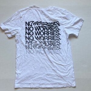 White Men's Graphic Tee - "No Worries"